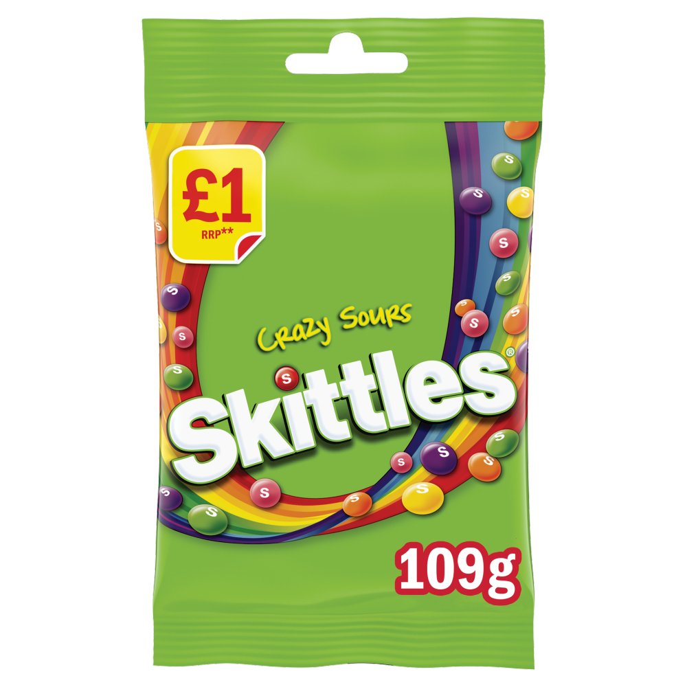 Skittles Vegan Chewy Crazy Sour Sweets 109g – Pack of 14