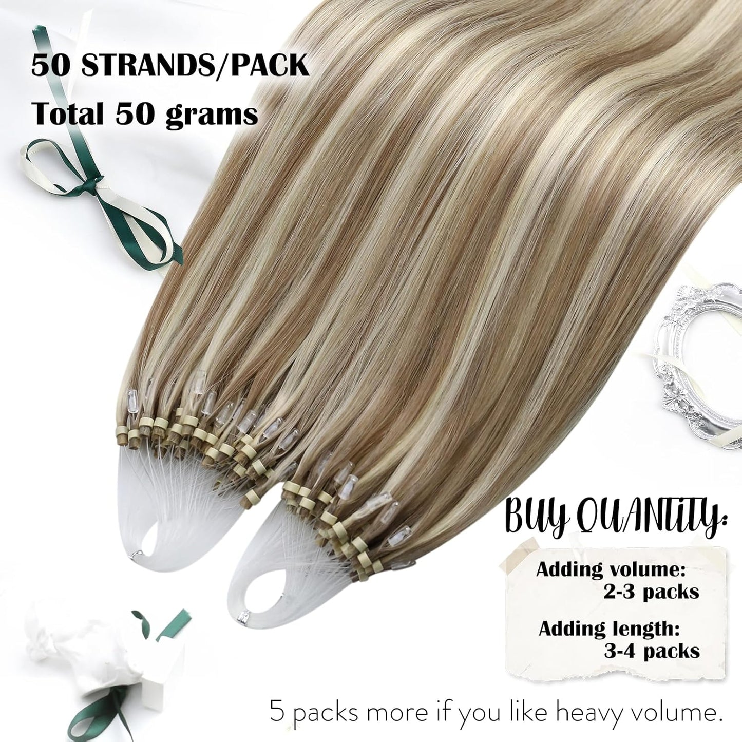 24 inch microring hair extensions real human hair blend