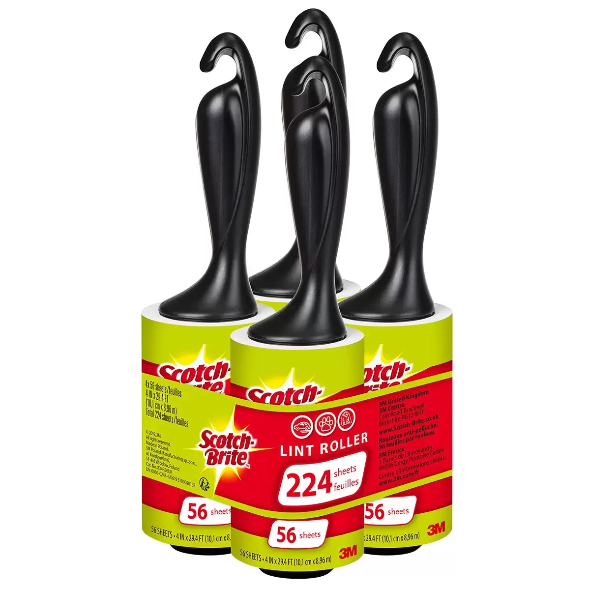 3M Lint Roller 4 Pack - Effortlessly removes lint, pet hair, and dust from clothes and upholstery