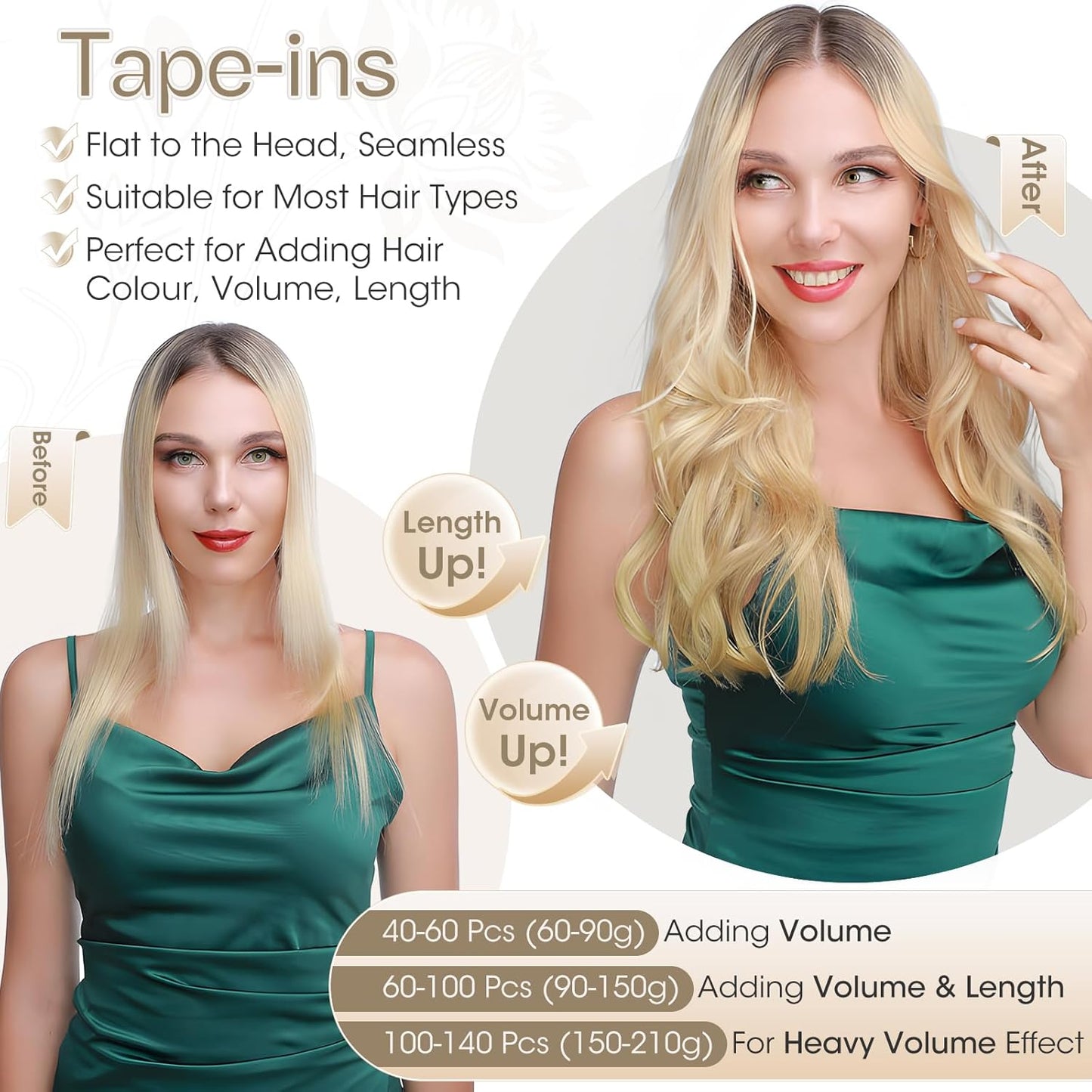 40 pieces brown tape extensions real human hair