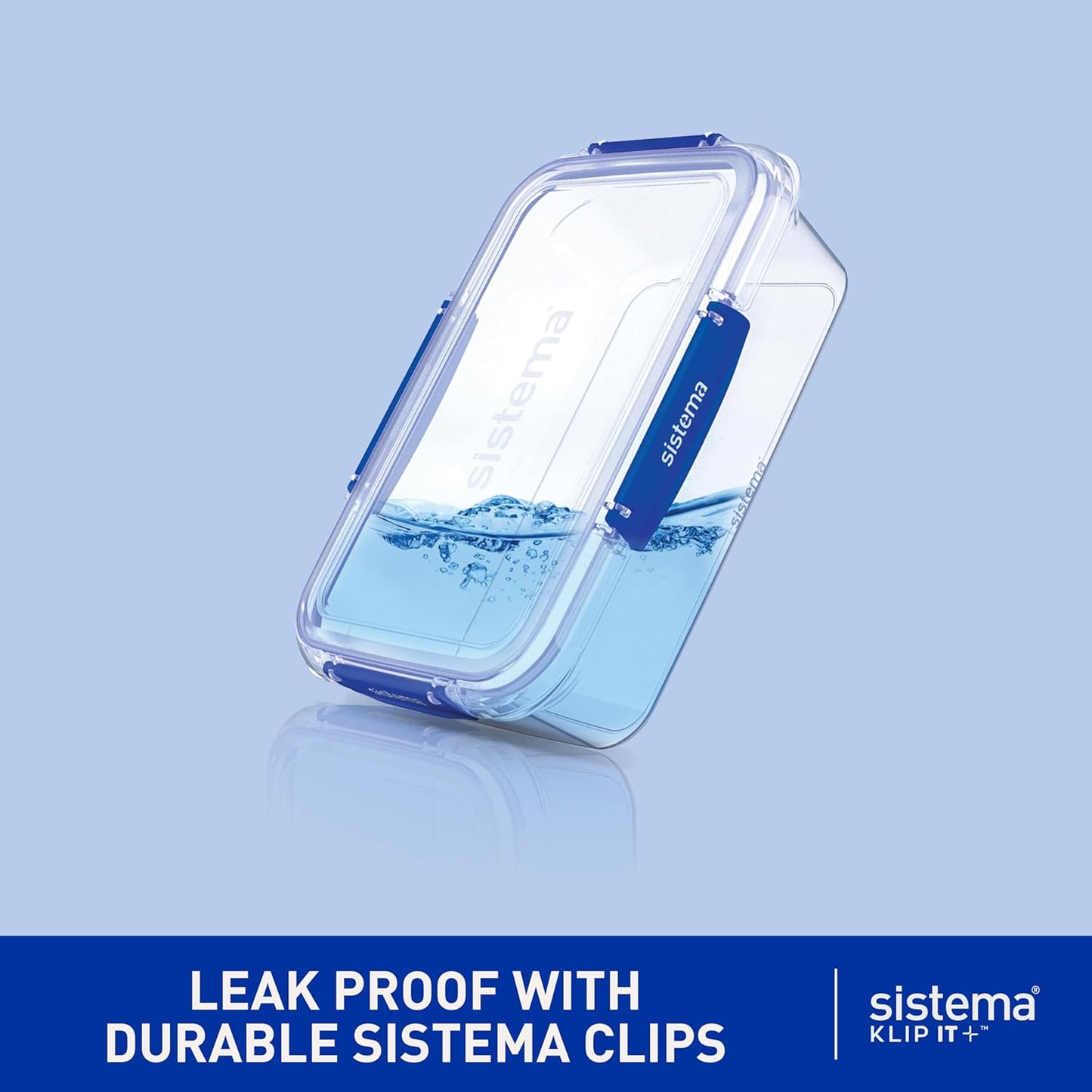 Sistema KLIP IT PLUS Leakproof Food Storage Containers - 1L, Airtight, Stackable, BPA-Free, 3-Pack | Meal Prep & School Lunch Boxes
