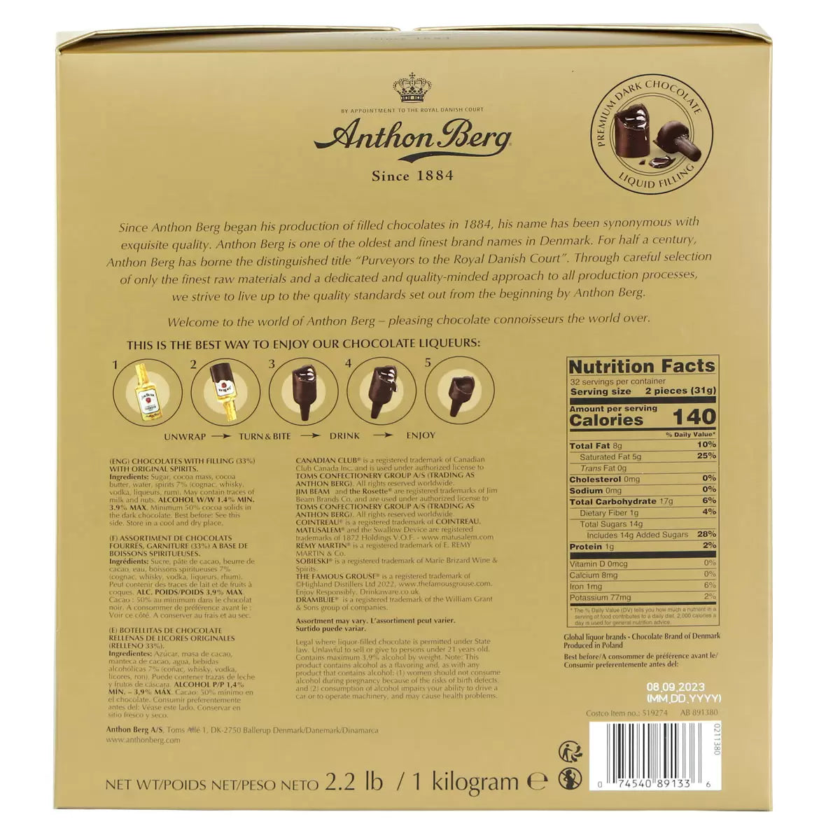 Anthon Berg Chocolate Liqueurs 1 Kilogram