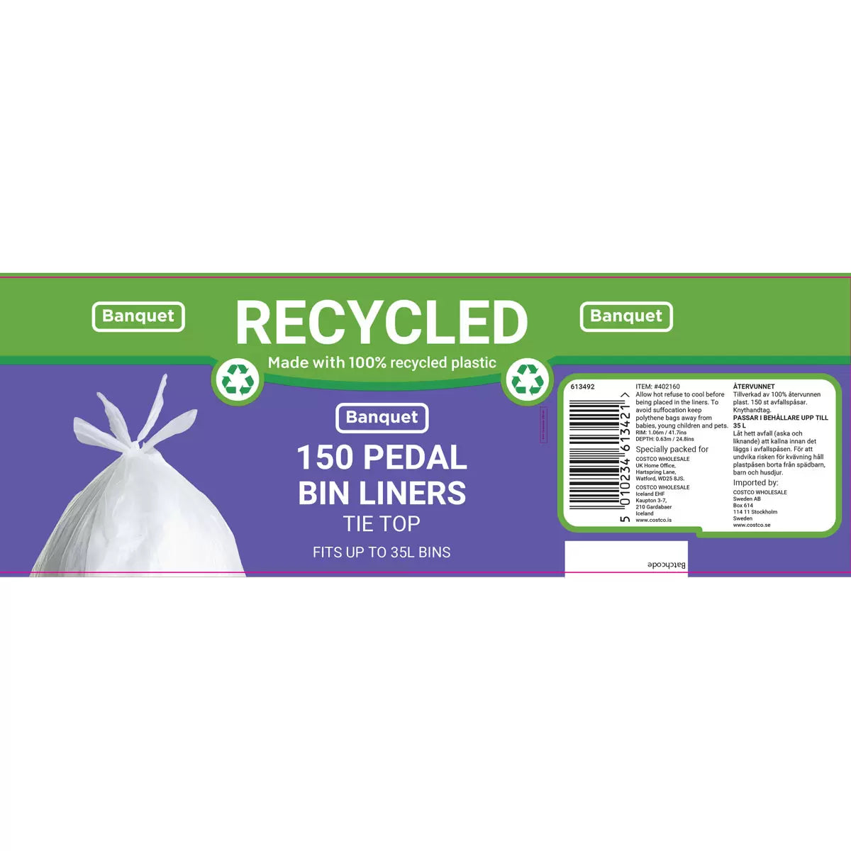 Banquet Recycled Tie Top Pedal Bin Liners