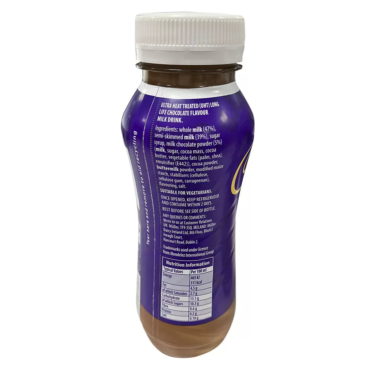 Cadbury Chocolate Milkshake, 8 x 250ml back