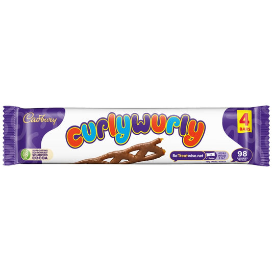 Cadbury Curly Wurly 4 pack chewy caramel chocolate bars