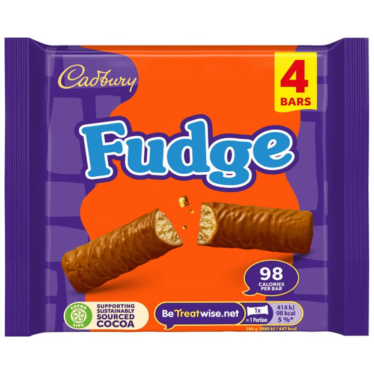 Cadbury Fudge Bars 4 pack chocolate covered fudge