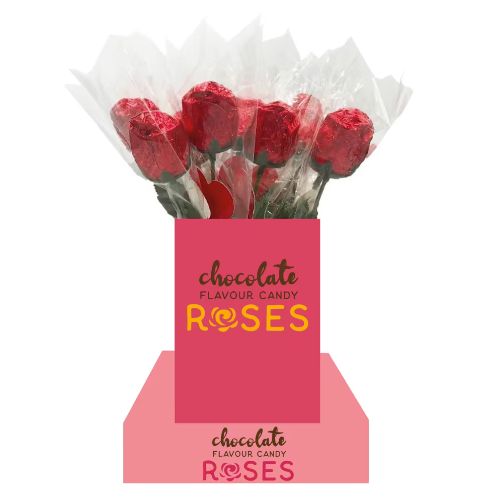 Chocolate Flavoured Candy Roses 18 x 18g Sweet Valentine Treat