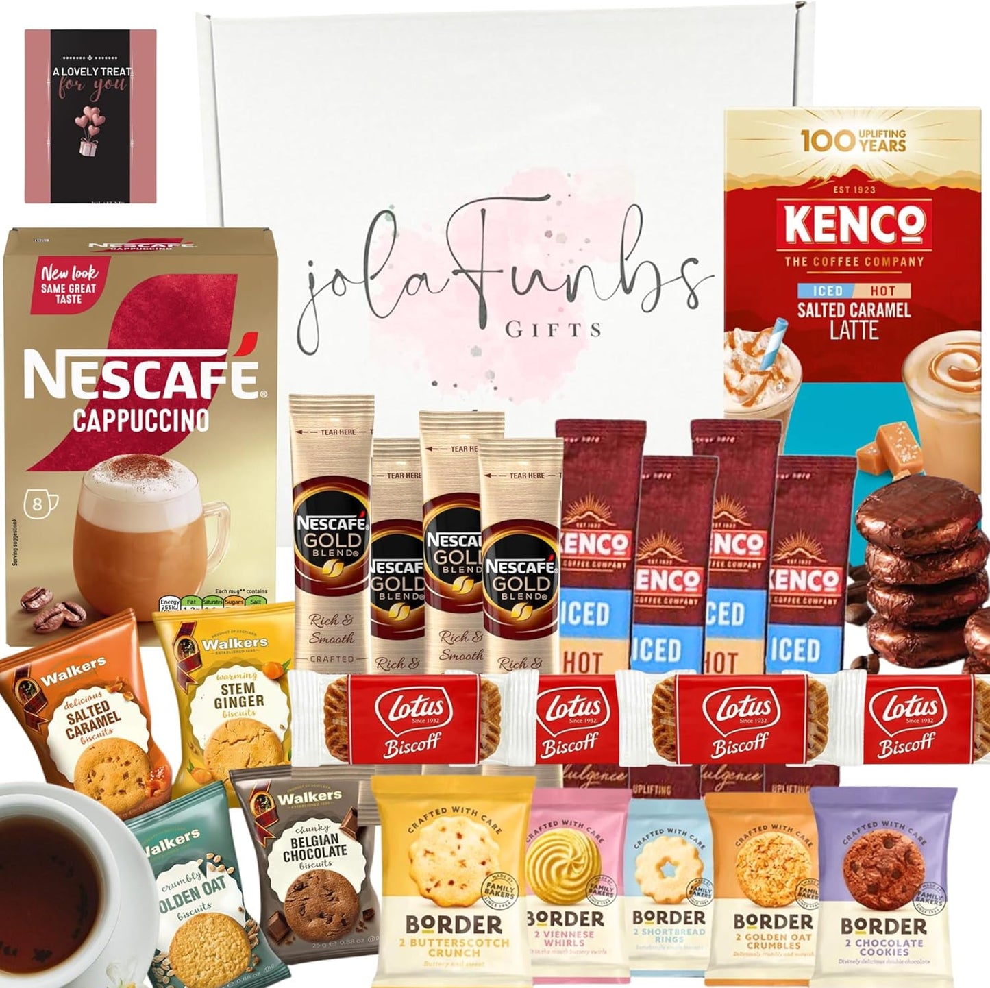 Coffee gift set hamper with 33 assorted snacks, instant coffee, biscuits, and chocolate for women and men – ideal birthday or Easter gift
