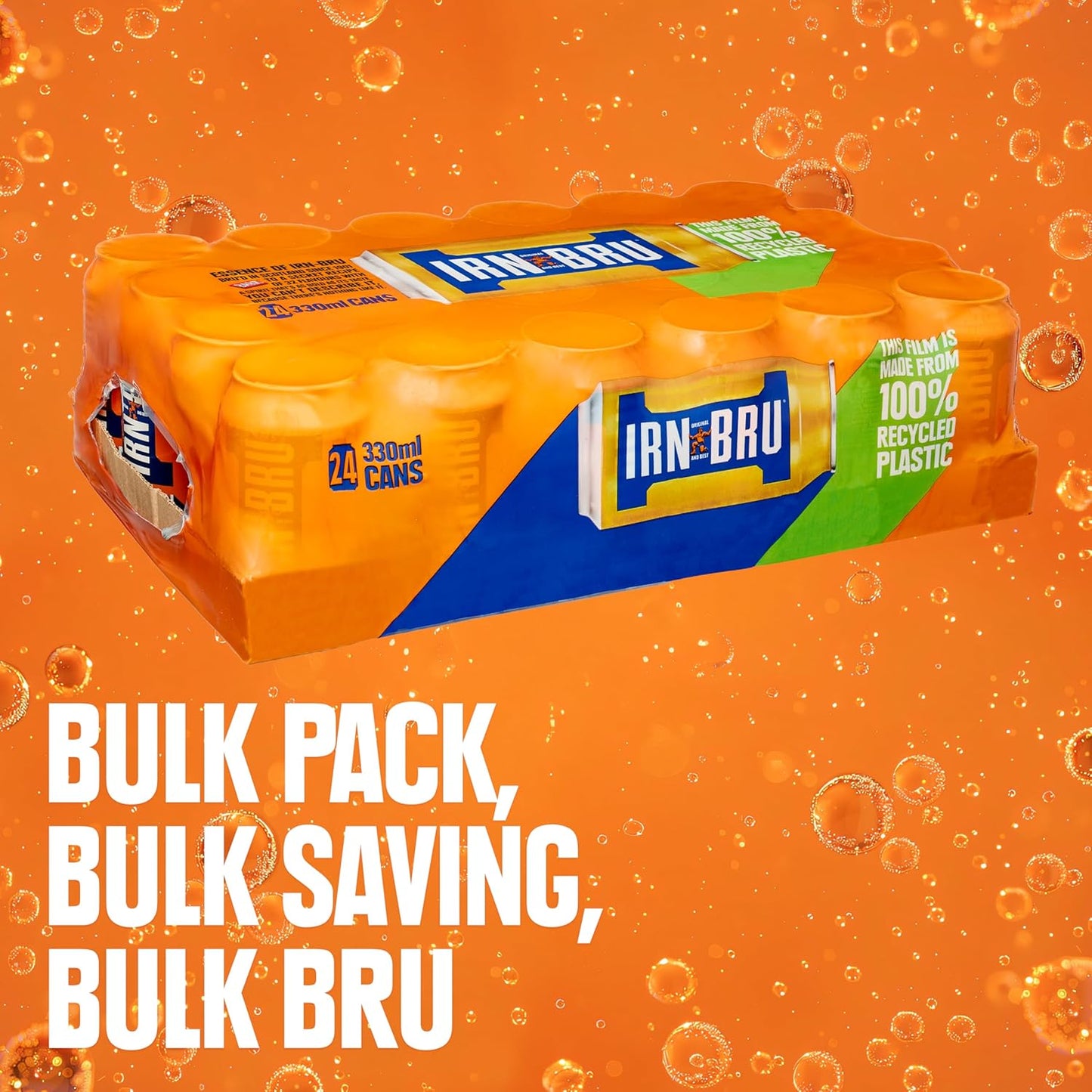 IRN-BRU cans inside a fridge, ready to chill and enjoy anytime