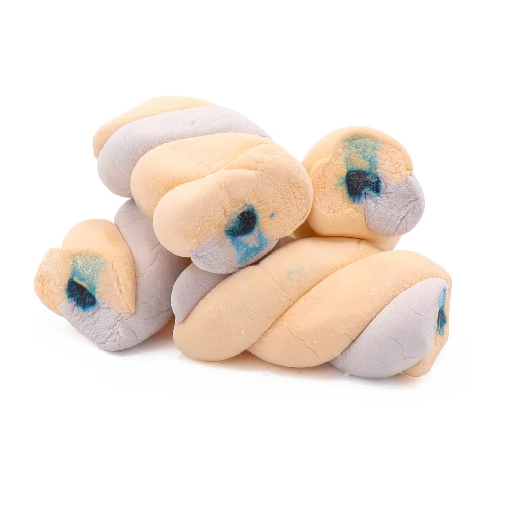 Strawberry marshmallows with jelly centre that colours your tongue perfect for halloween