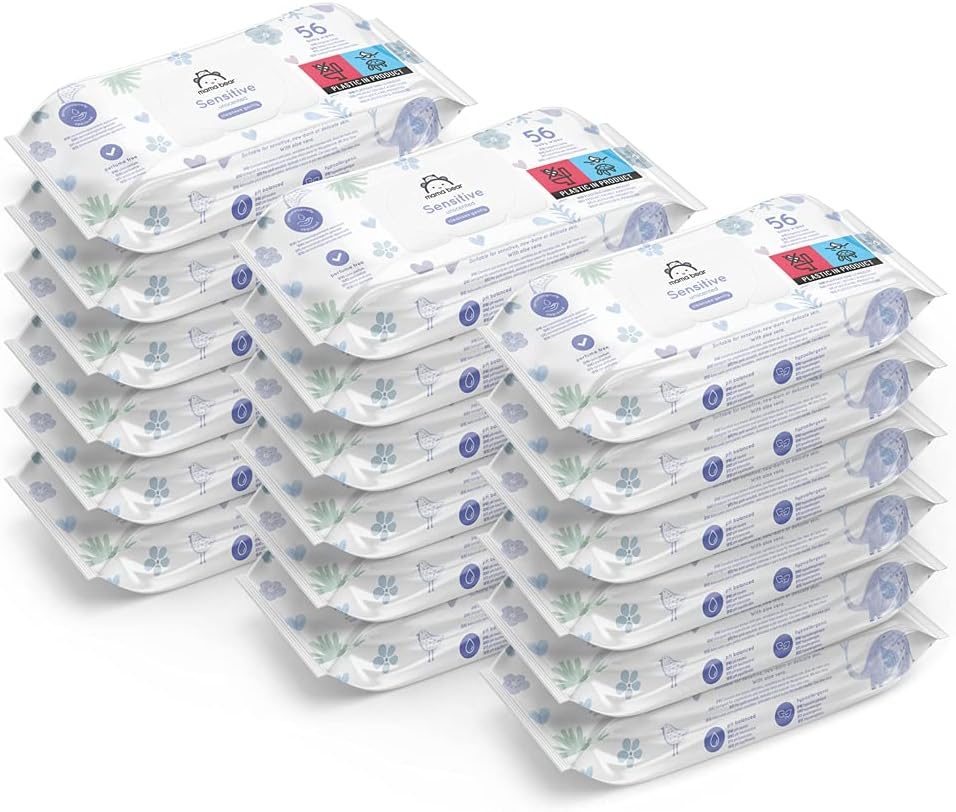 Mama Bear Sensitive Unscented Baby Wipes, 1008 Count (18 Packs of 56)