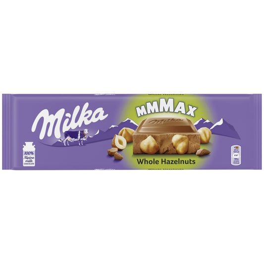 Milka Max Whole Hazelnut Alpine chocolate bar