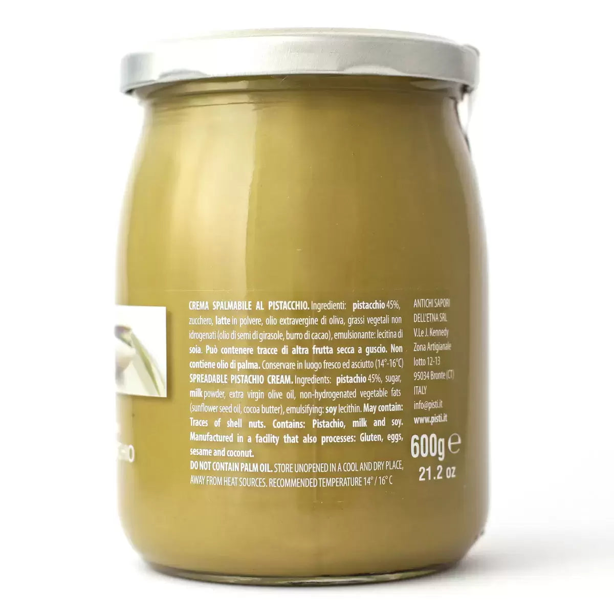 Pisti Sicilian Pistachio Cream Spread, 600g back