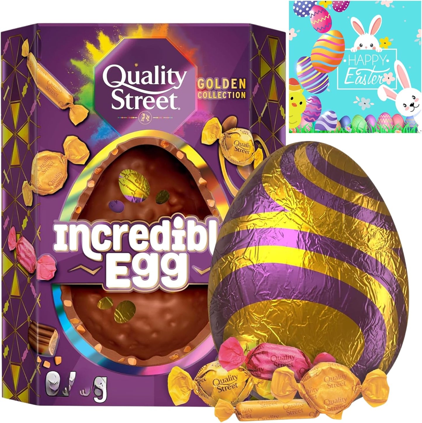 Quality Street Incredible Easter Egg 380g & Easter Card – Premium Chocolate Treats & Festive Gifts for Women, Men, Kids, Family & Friends – Perfect for Easter Celebrations