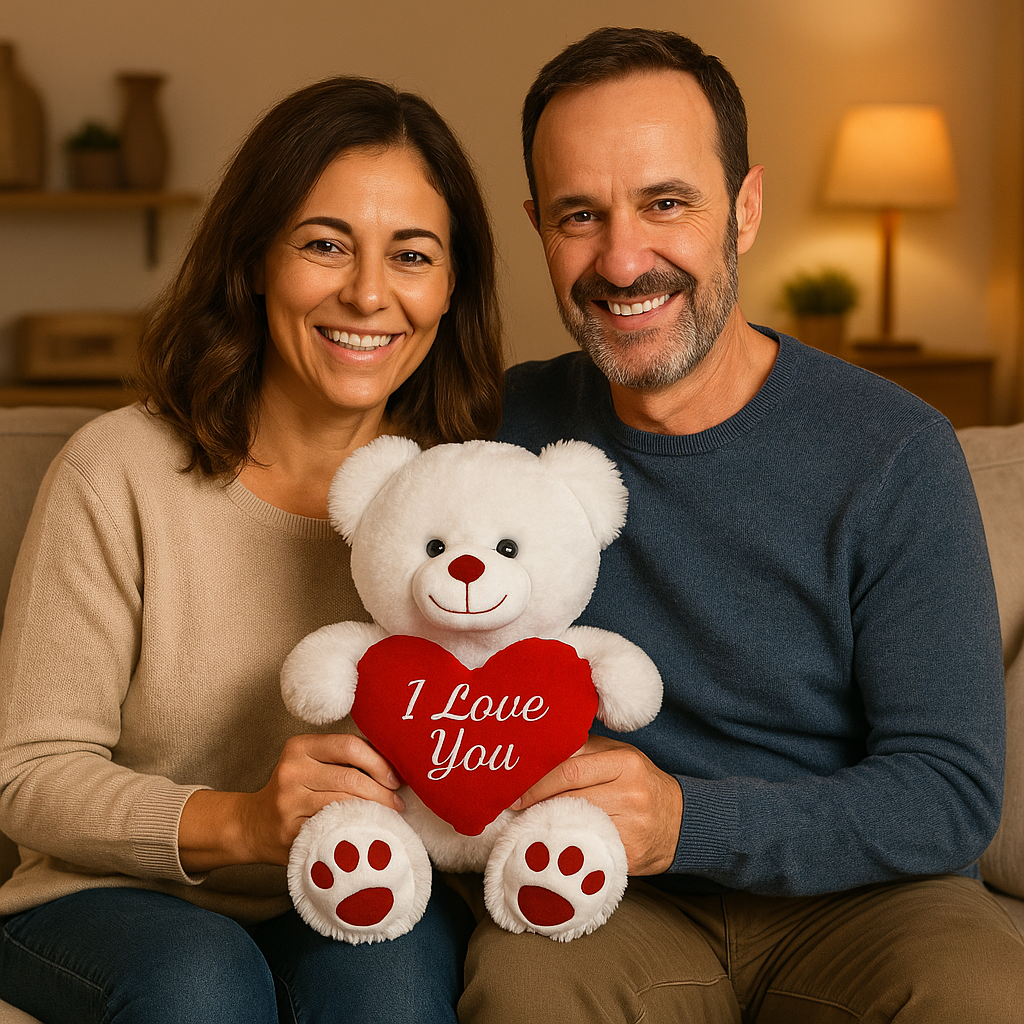 Soft 8 inch teddy bear with embroidered heart for loved ones
