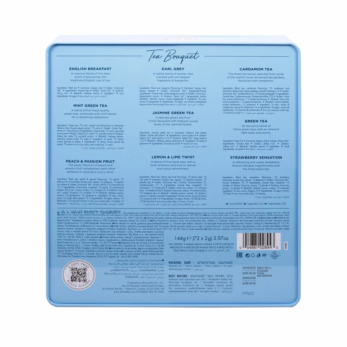 9 exquisite tea blends including black, green and fruit teas