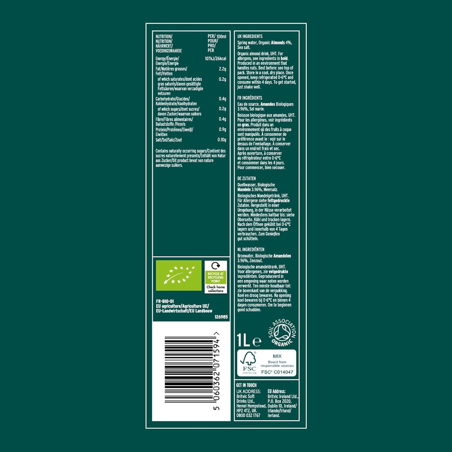long life almond milk pack for daily use