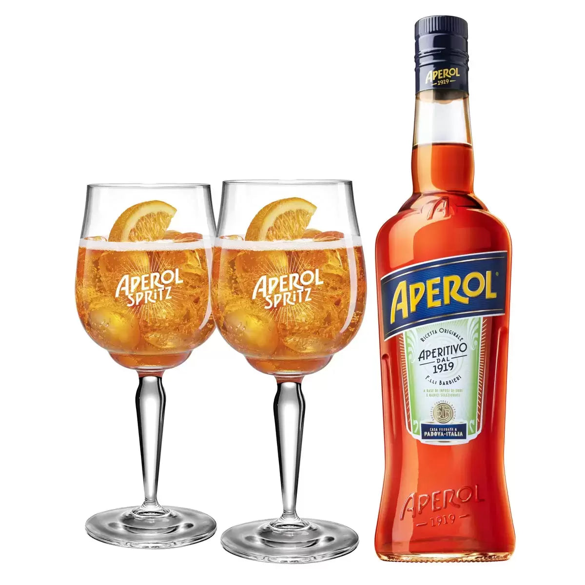 Aperol Aperitivo, 1L bottle with ingredients list, perfect for classic cocktails.