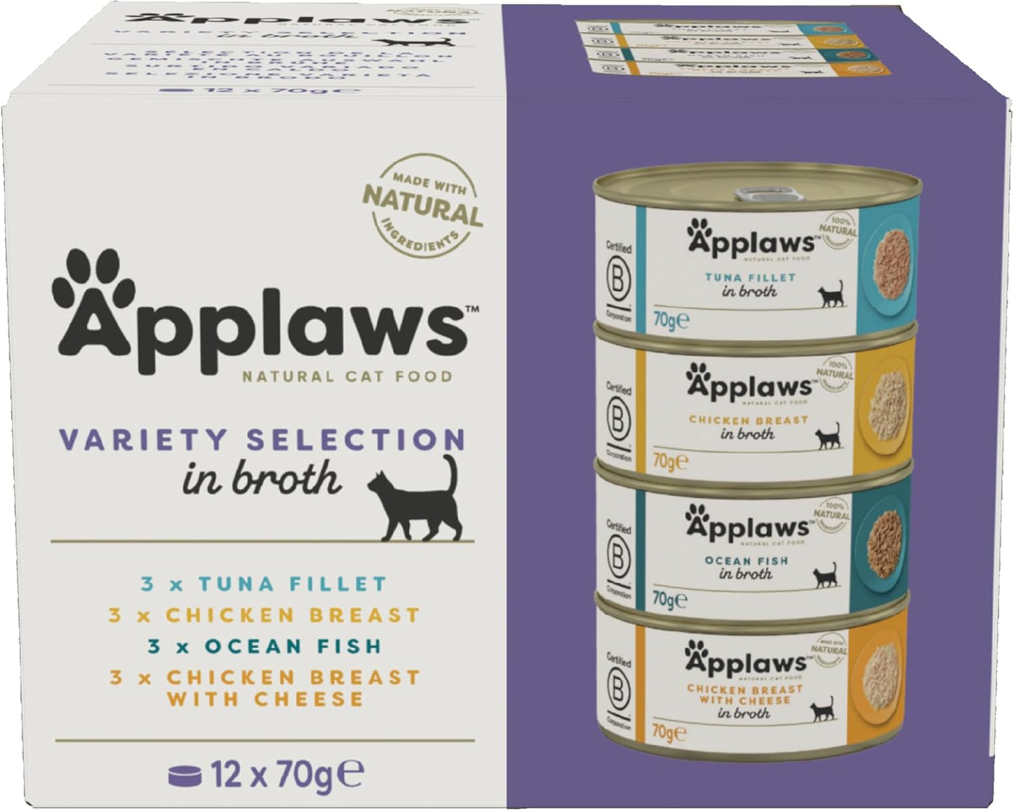 applaws wet cat food chicken and fish broth 12 pack