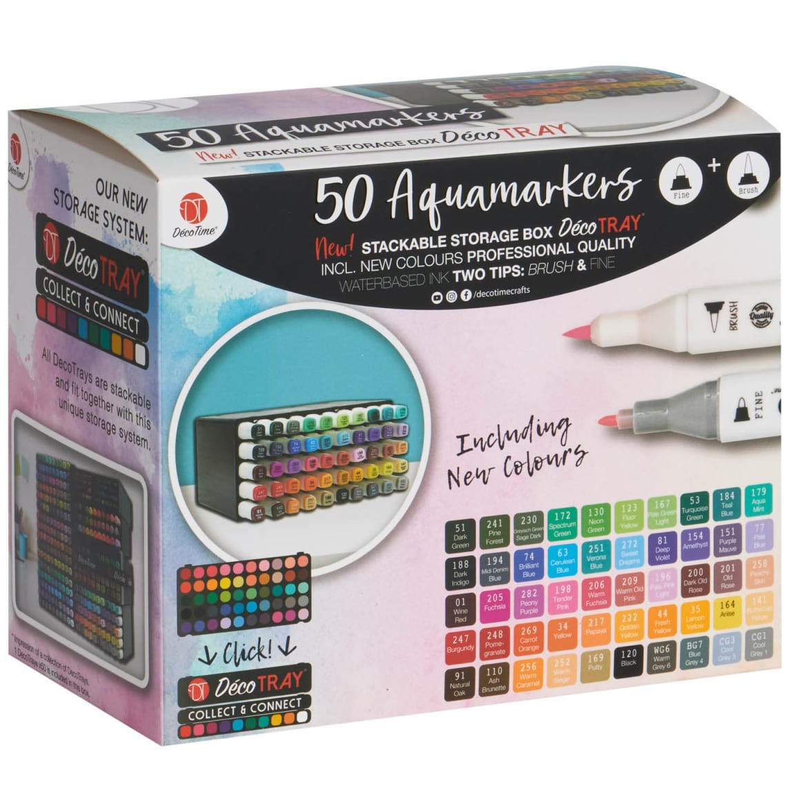 Aqua markers 50 pack dual tip colouring pens