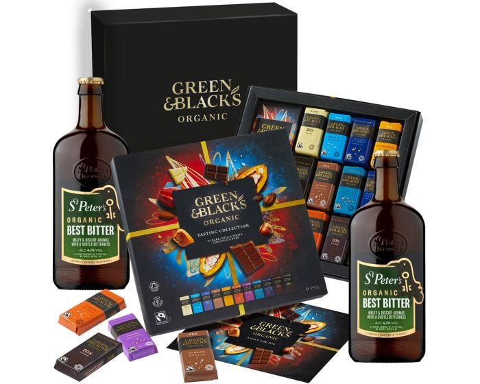 Artisan chocolate and craft beer gift hamper set