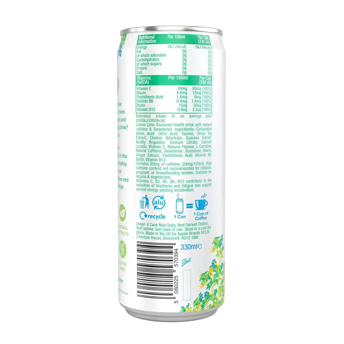 Sparkling Aspire Lemon & Lime with zero calories and sugars