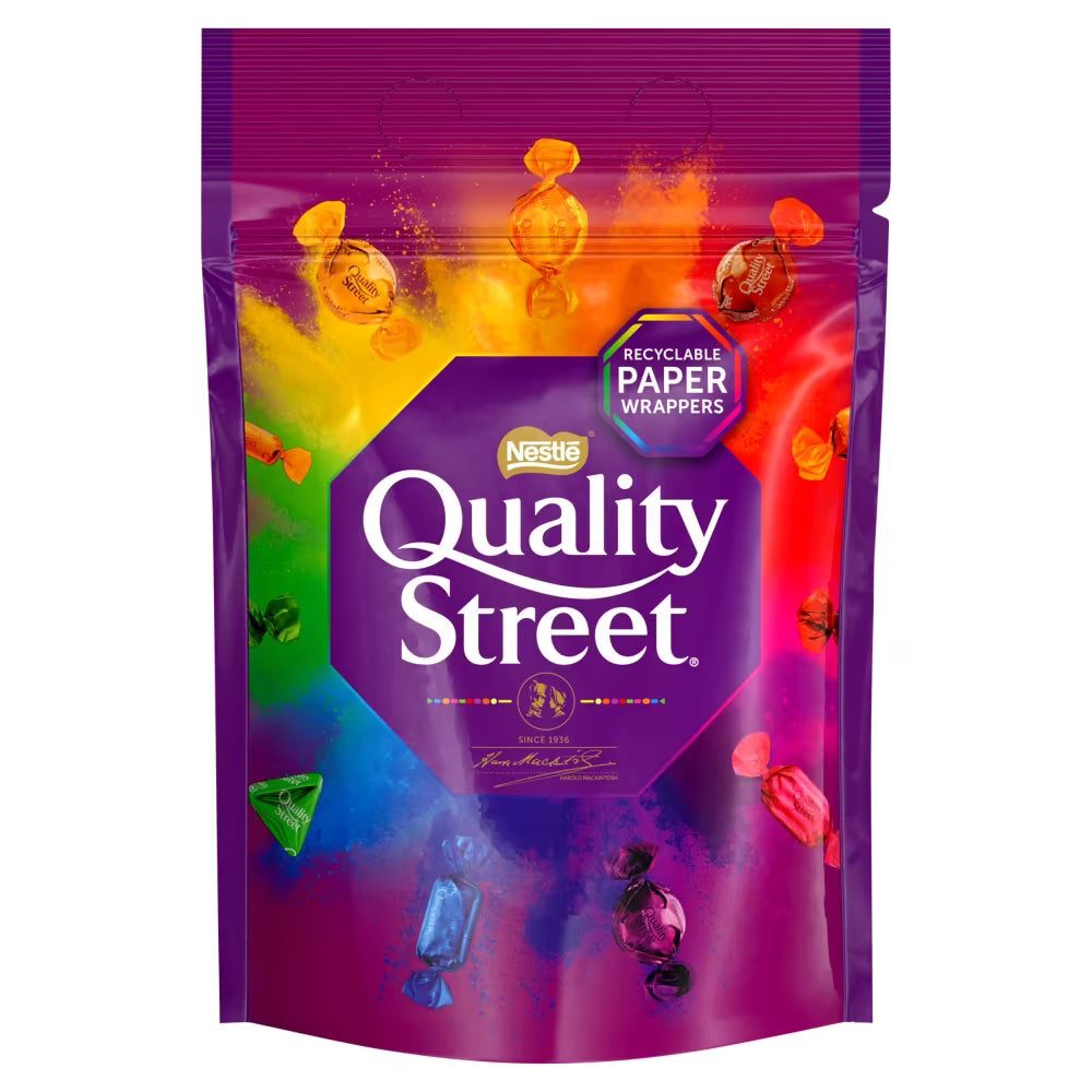 Individually wrapped milk, dark chocolates, toffees, and fruit cremes
