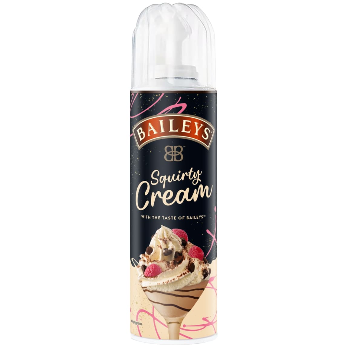 Baileys-flavoured squirty cream for coffee, hot chocolate, and desserts
