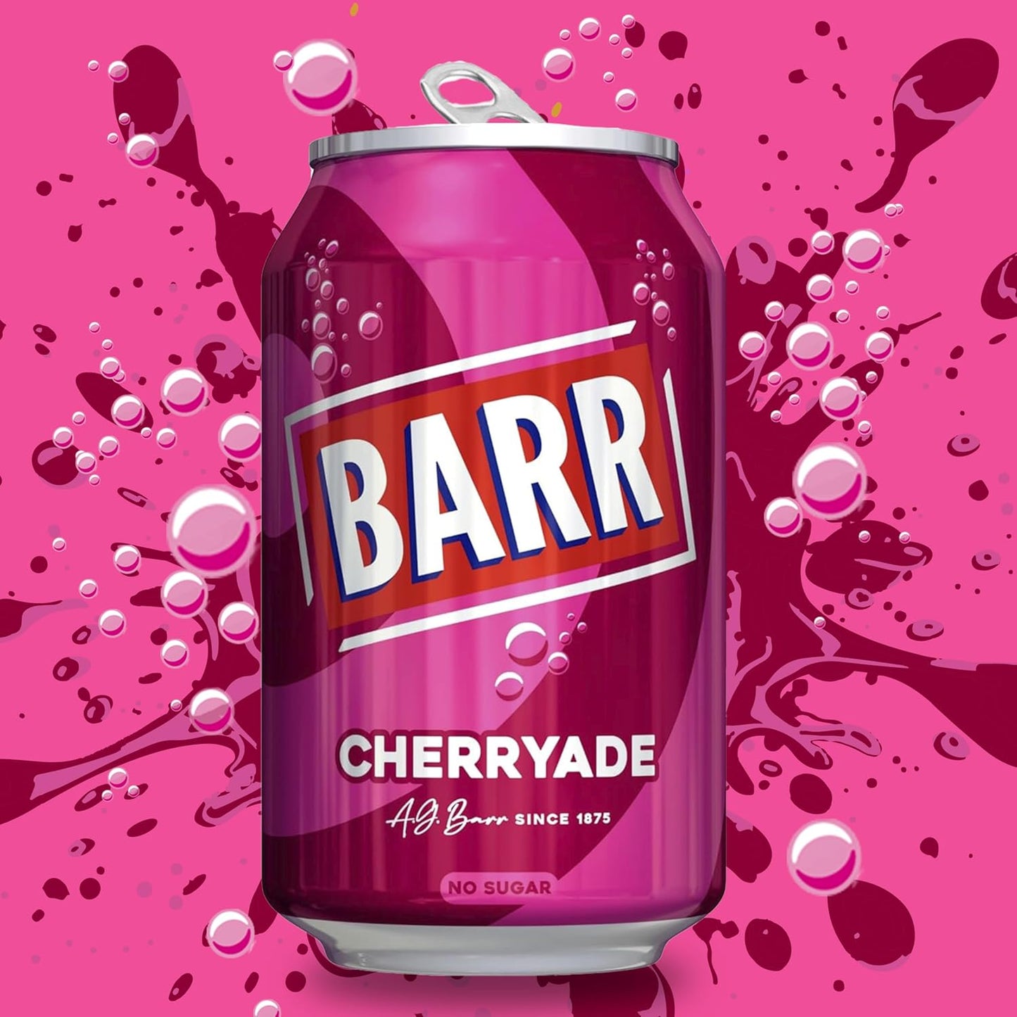 Refreshing BARR Cherryade Zero Sugar fizzy drink