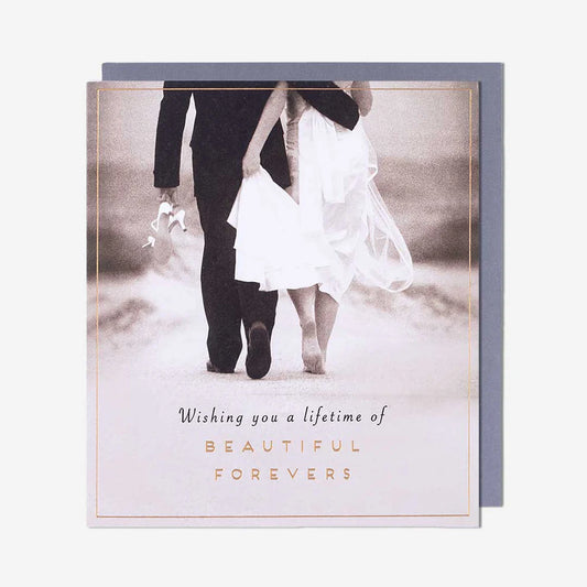 Elegant Beautiful Forevers Wedding Card with romantic floral design for newlyweds