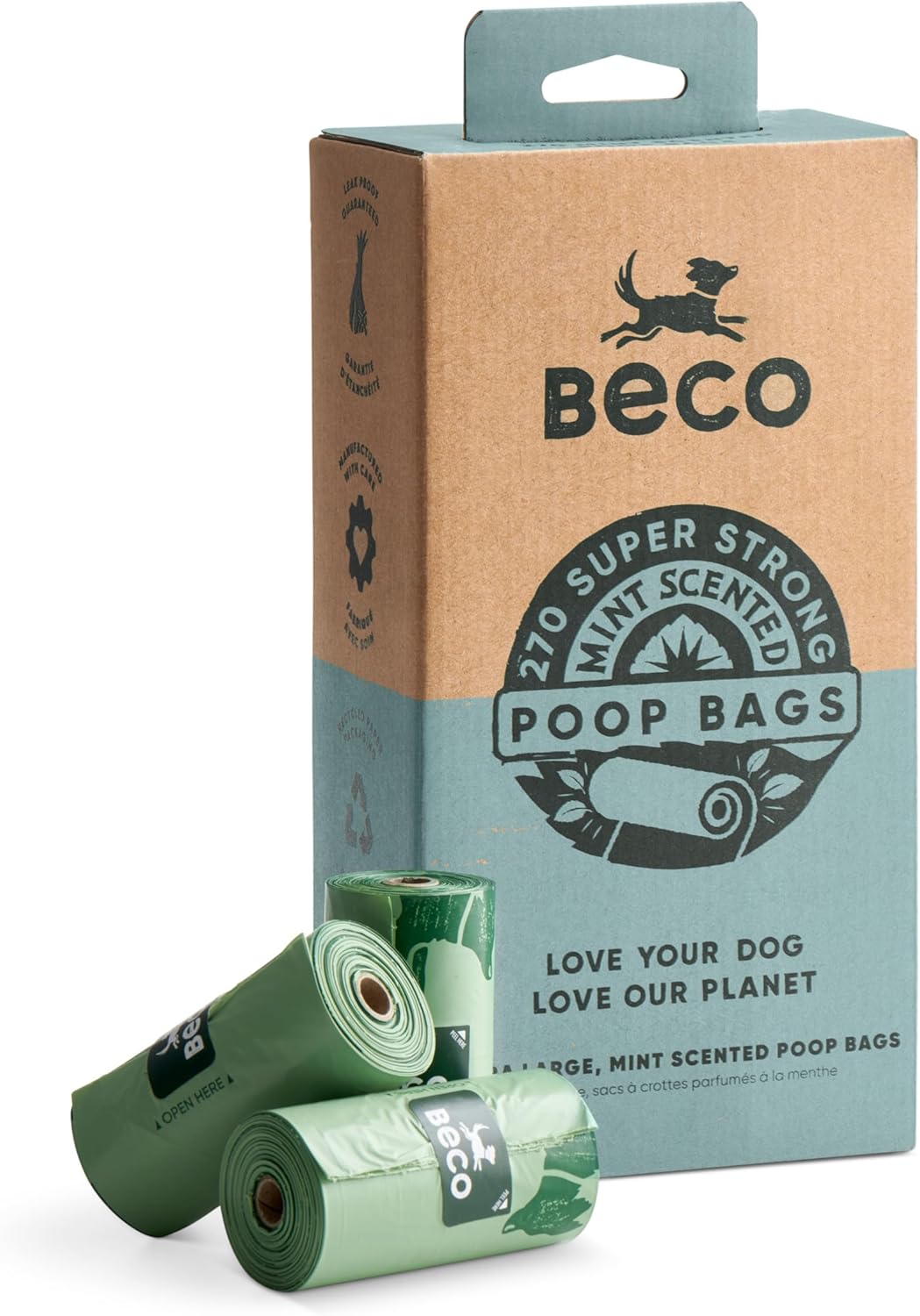 Beco dog poop bags 270 count pack – eco-friendly and biodegradable waste bags for dogs