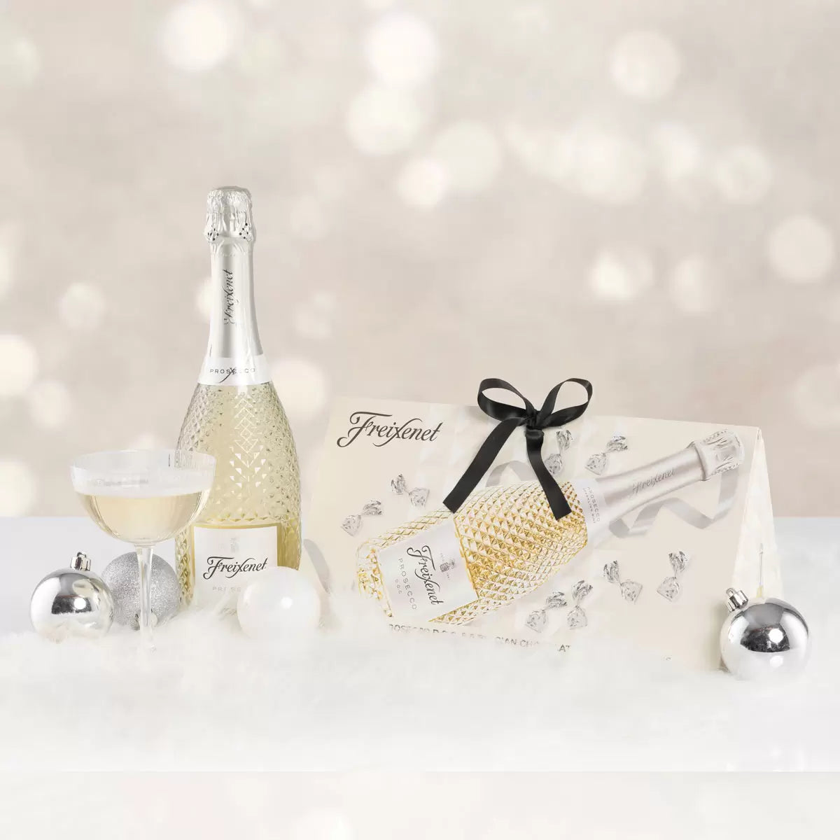 Belgian prosecco-flavoured milk chocolates included in the Freixenet gift set