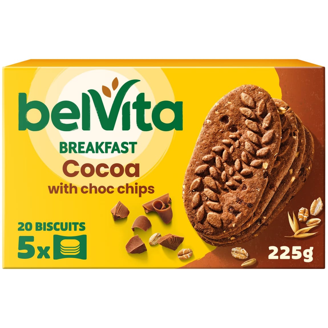 Belvita Breakfast Cocoa with Choc Chips 5pk biscuits rich in wholegrains and chocolate