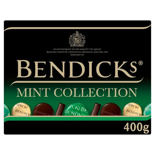 Bendicks Mint Collection 400g boxed carton with assorted chocolates