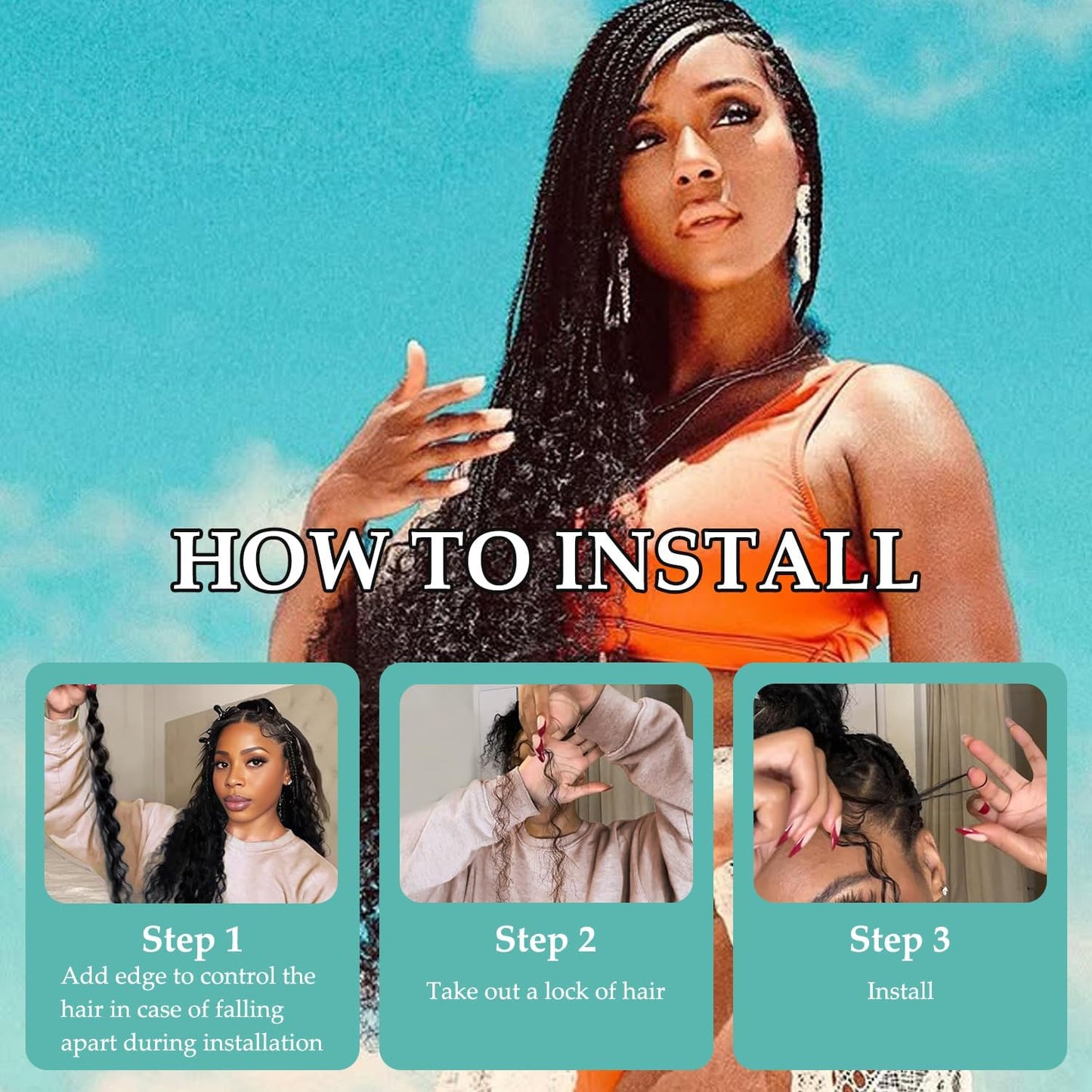 Deep wave curly hair extensions for braids