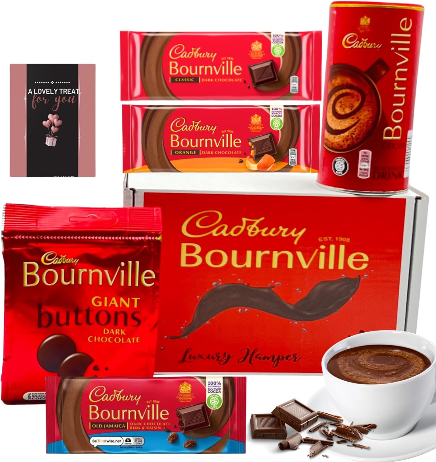 Gift box with Cadbury Bournville dark chocolates and rich cocoa treats