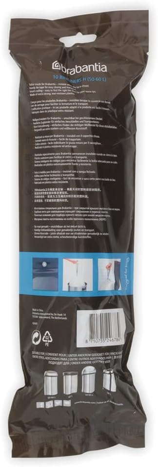 Brabantia PerfectFit Bin Liners Size H for Secure, Leak-Proof Fit