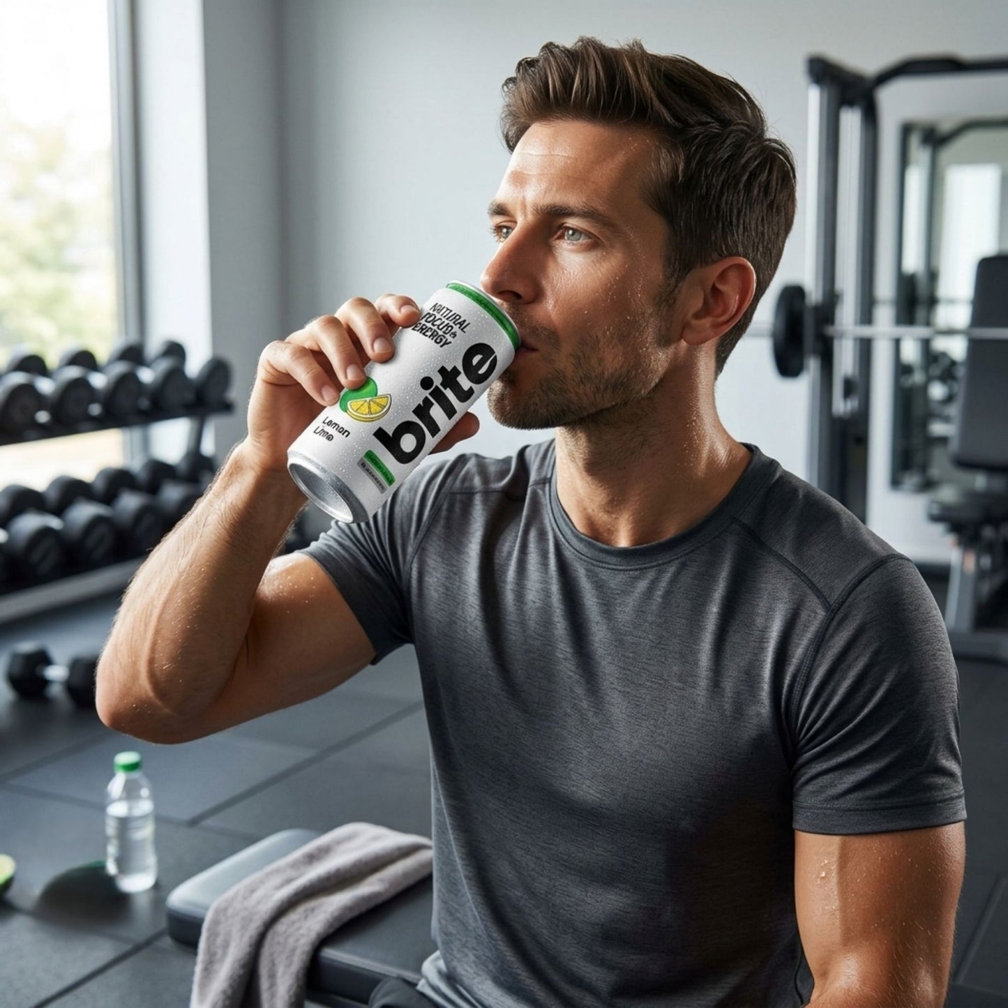 Sparkling beverage with apple and lemon juice for gym and fitness