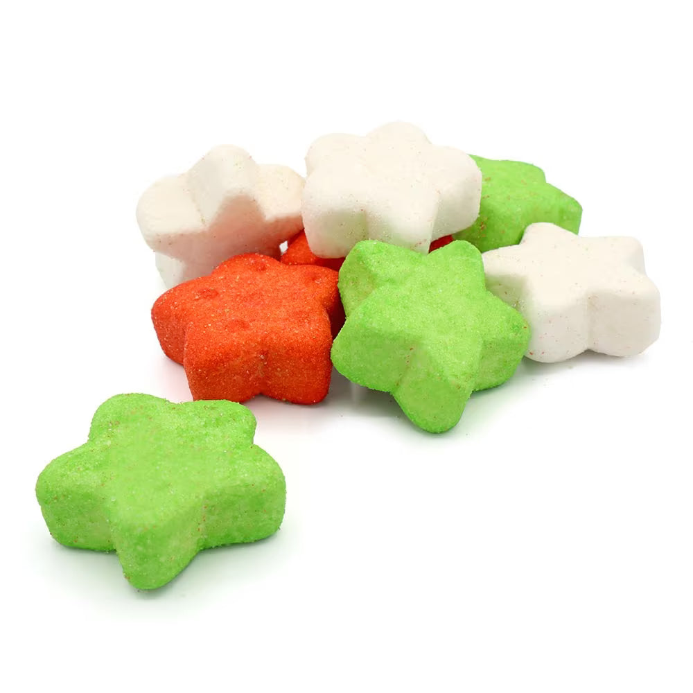 Festive Bulgari star marshmallows in red green and white