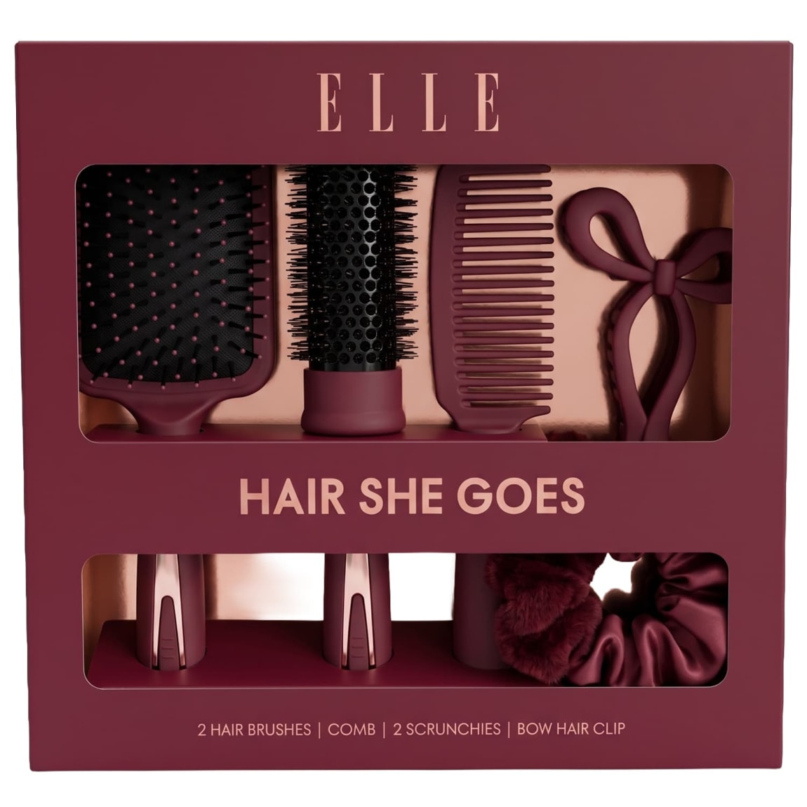 Elle hairbrush and accessories set