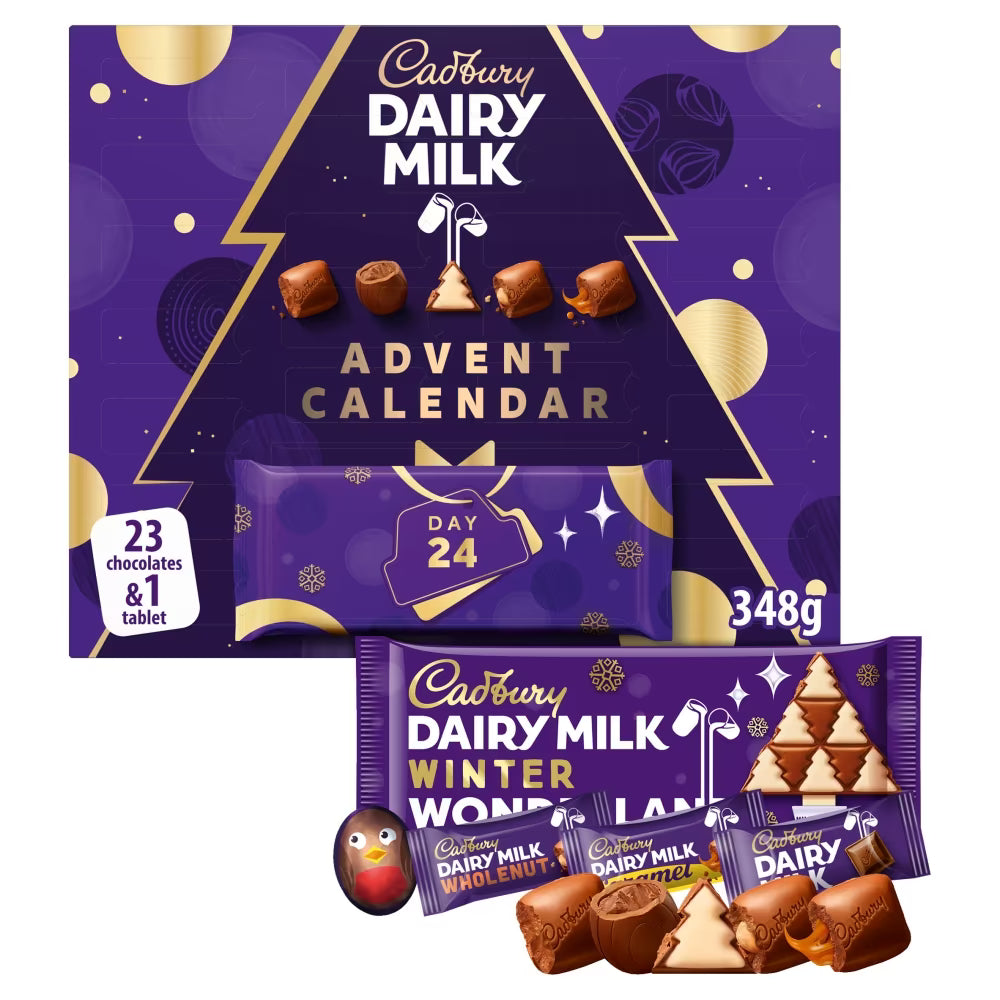 Cadbury Dairy Milk Advent Calendar 348g with 23 favourite chocolates and Winter Wonderland bar