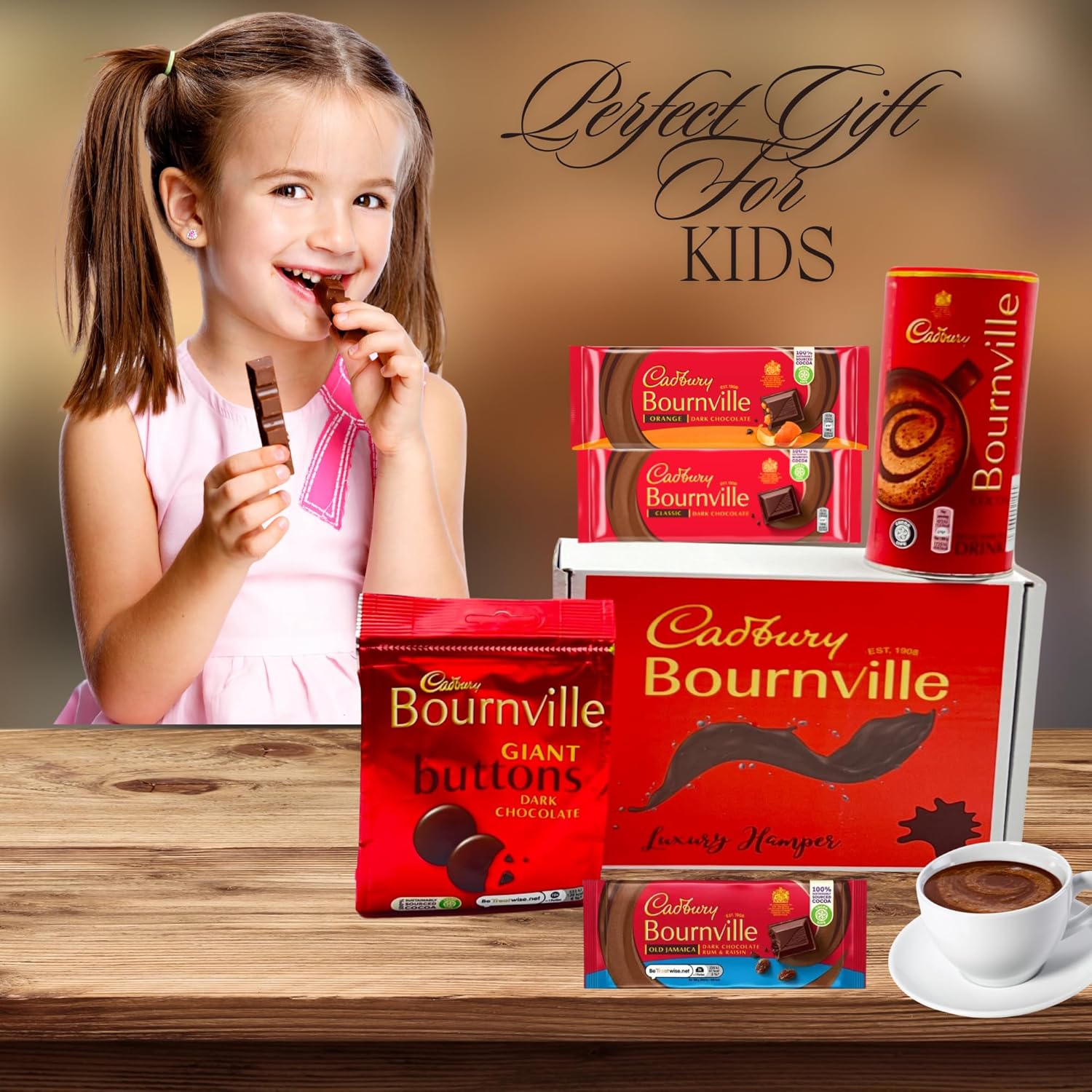 Cadbury dark chocolate hamper selection featuring Bournville bars