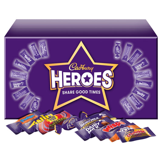 Cadbury Heroes 2kg tub filled with assorted chocolates