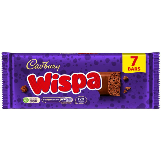 Cadbury Wispa 7pk aerated milk chocolate bars with smooth and creamy texture