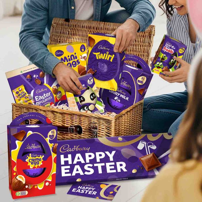 Premium Cadbury chocolate assortment in a large easter gift hamper