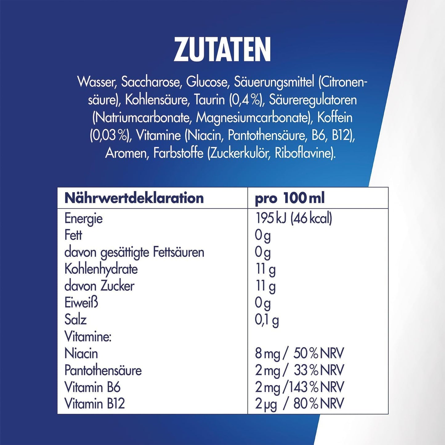 Caffeinated energy drinks with taurine and B vitamins