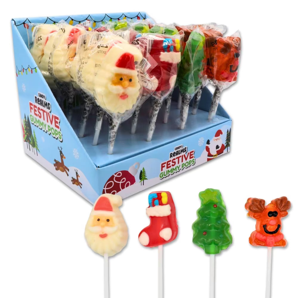 Candy Realms festive gummy pops 24 pack fruit lollipops