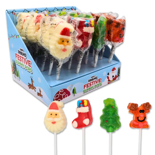 Candy Realms festive gummy pops 24 pack fruit lollipops