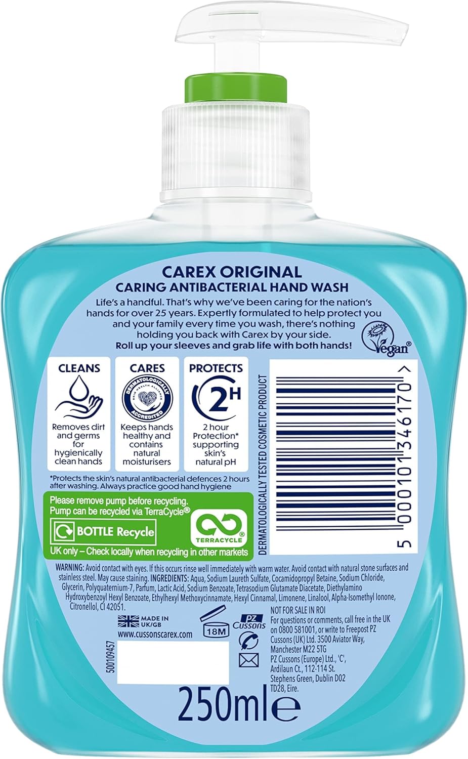 Eco-conscious Carex hand soap bottles – 6 x 250ml in recyclable packaging