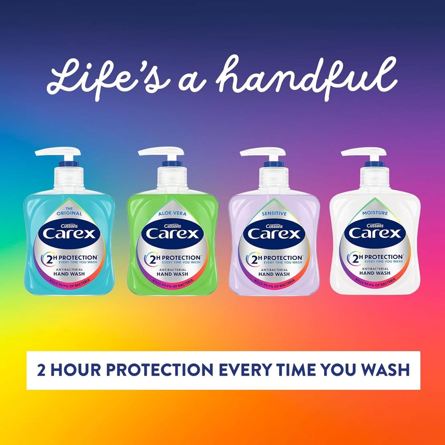 Carex 250ml antibacterial hand wash bulk pack, 6 bottles, offering soft skin protection with every wash, enriched with Vitamin E.